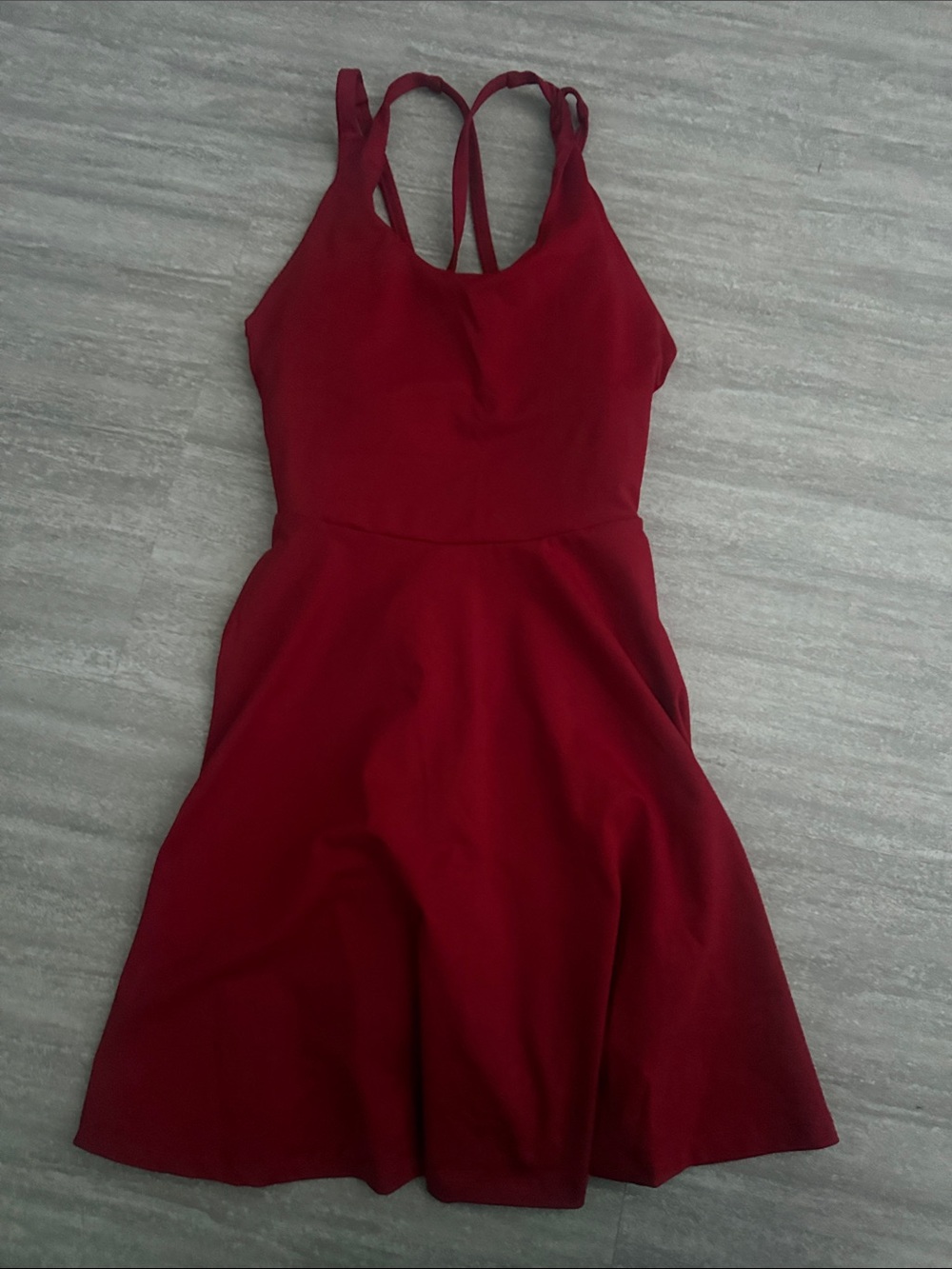 Women's Strappy Fit & Flare Dress in Deep Red